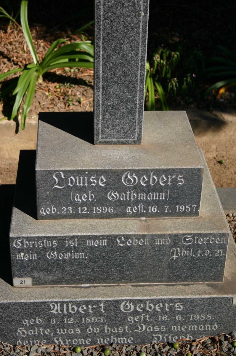 GEBERS Albert 1895-1988 &amp; Louise GATHMANN 1896-1957