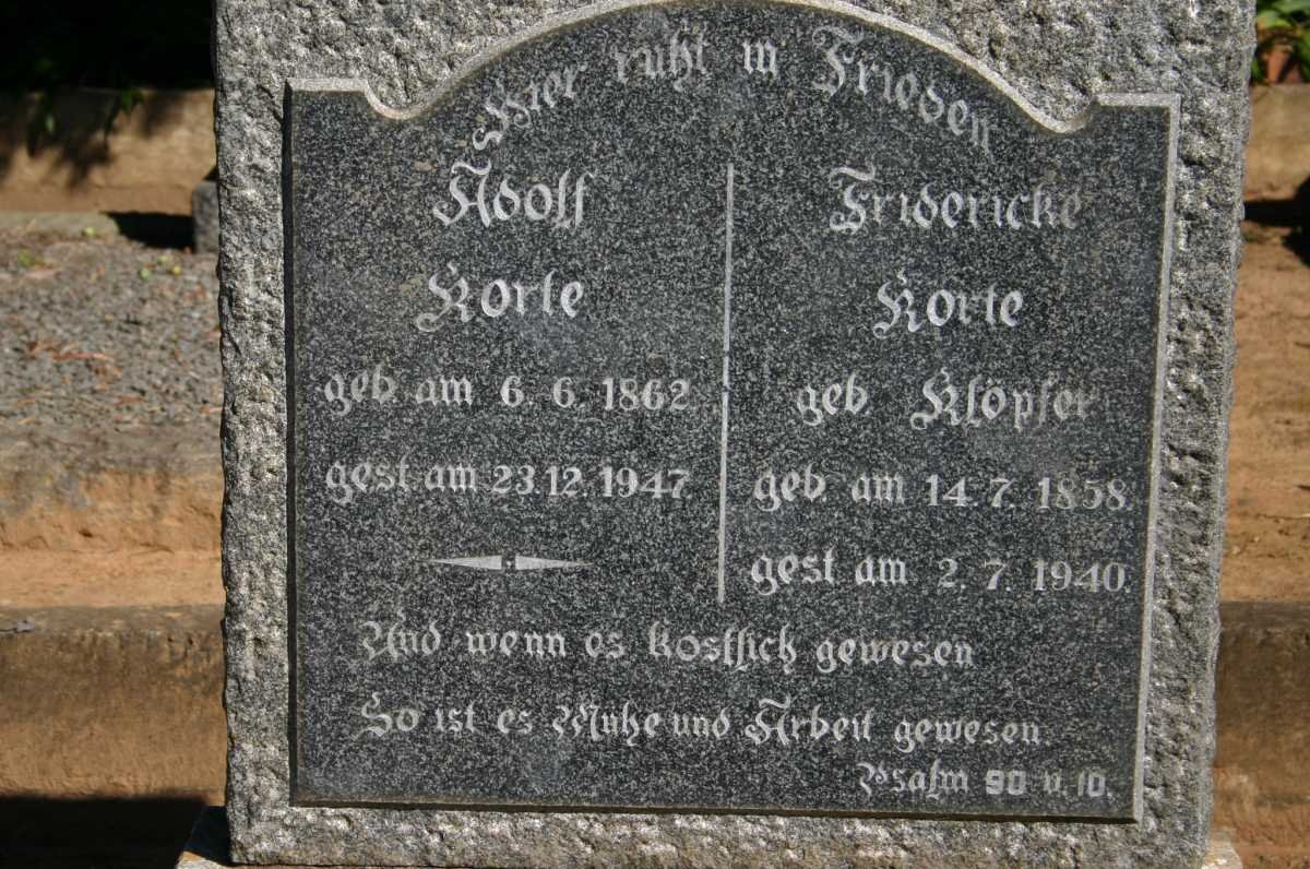 KORTE Adolf 1862-1947 &amp; Fredricke KLÖPFER 1858-1940