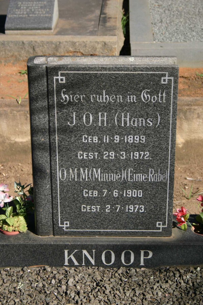 KNOOP J.O.H. 1899-1972 &amp; O.M.M. EIME-RABE 1900-1973
