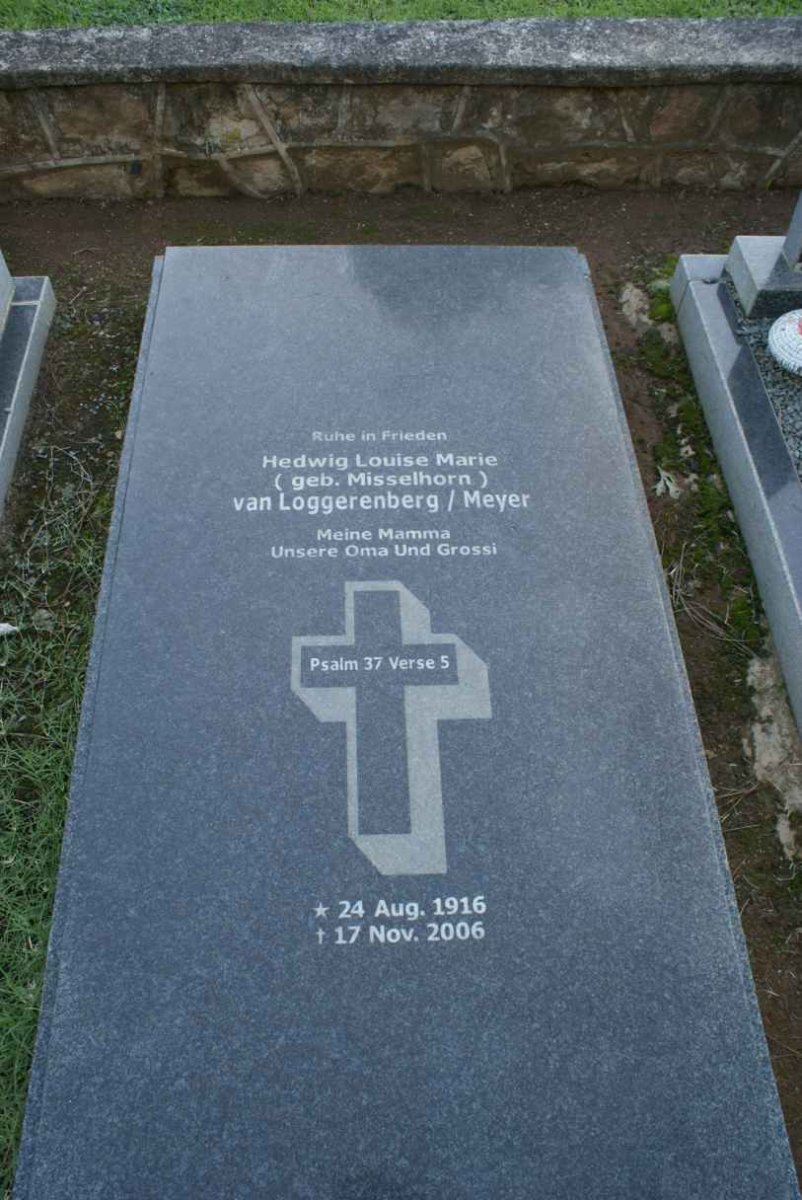 MEYER Hedwig Louise Marie formerly VAN LOGGERENBERG nee MISSELHORN