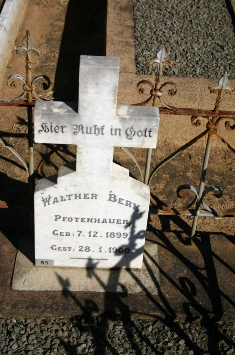 PFONTENHAUER Walter Bern 1899-1900