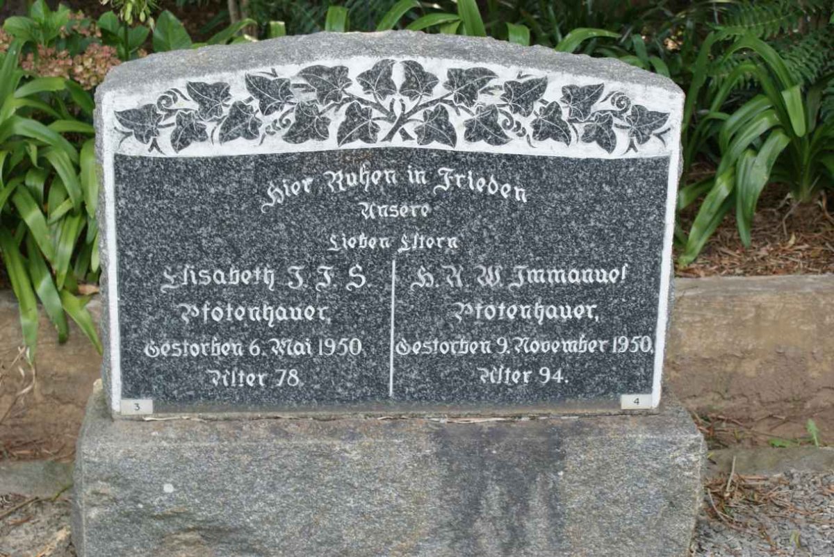 PFOTENHAUER H.A.W. Immanuel -1950 &amp; Elisabeth J.J.S. -1950