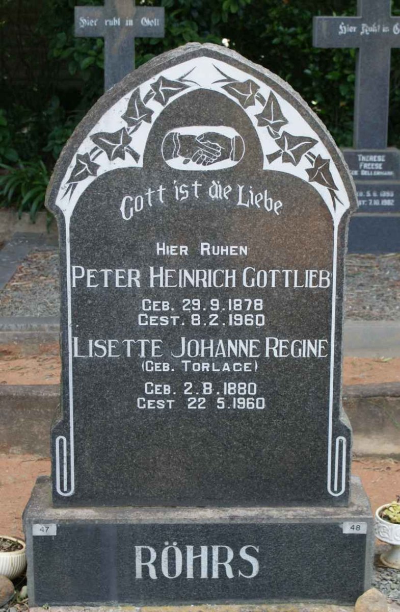 ROHRS Peter Heinrich Gottlieb 1878-1960 &amp; Lisette Johanne Regine TORLACE 1880-1960