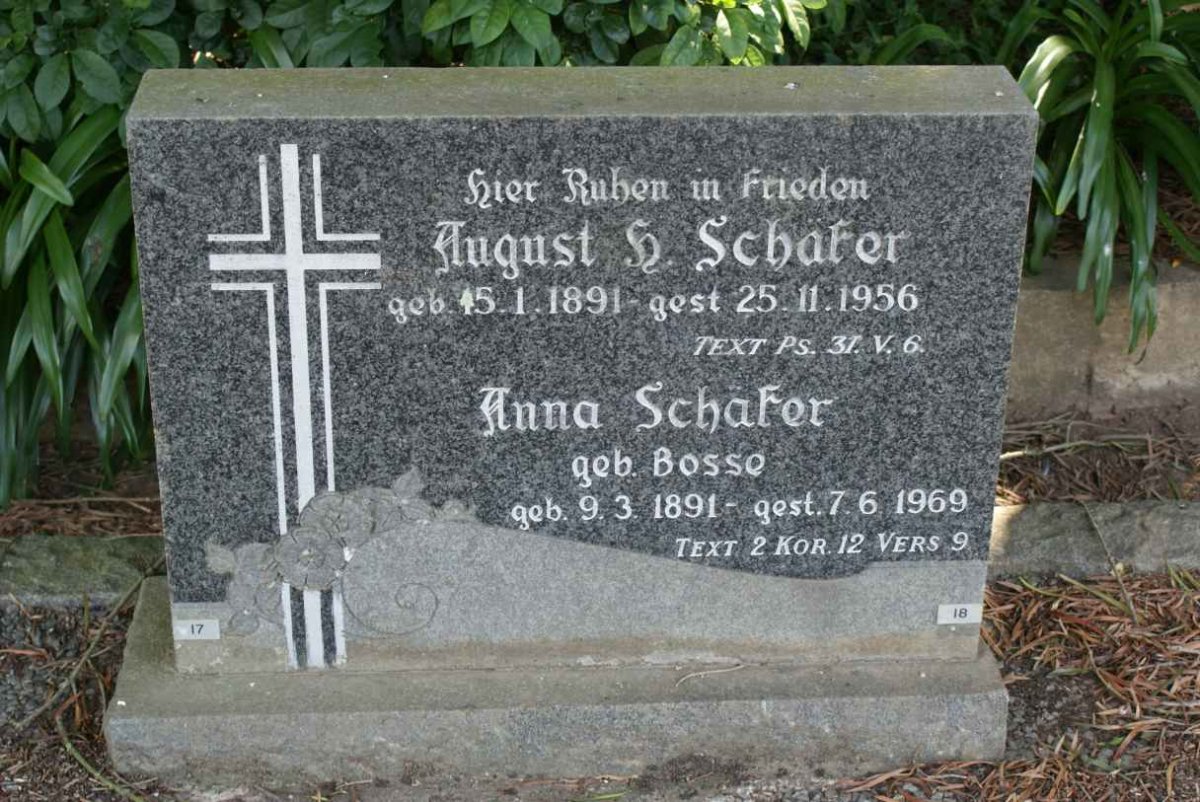 SCHAFER August H. 1891-1956 &amp; Anna BOSSE 1891-1969