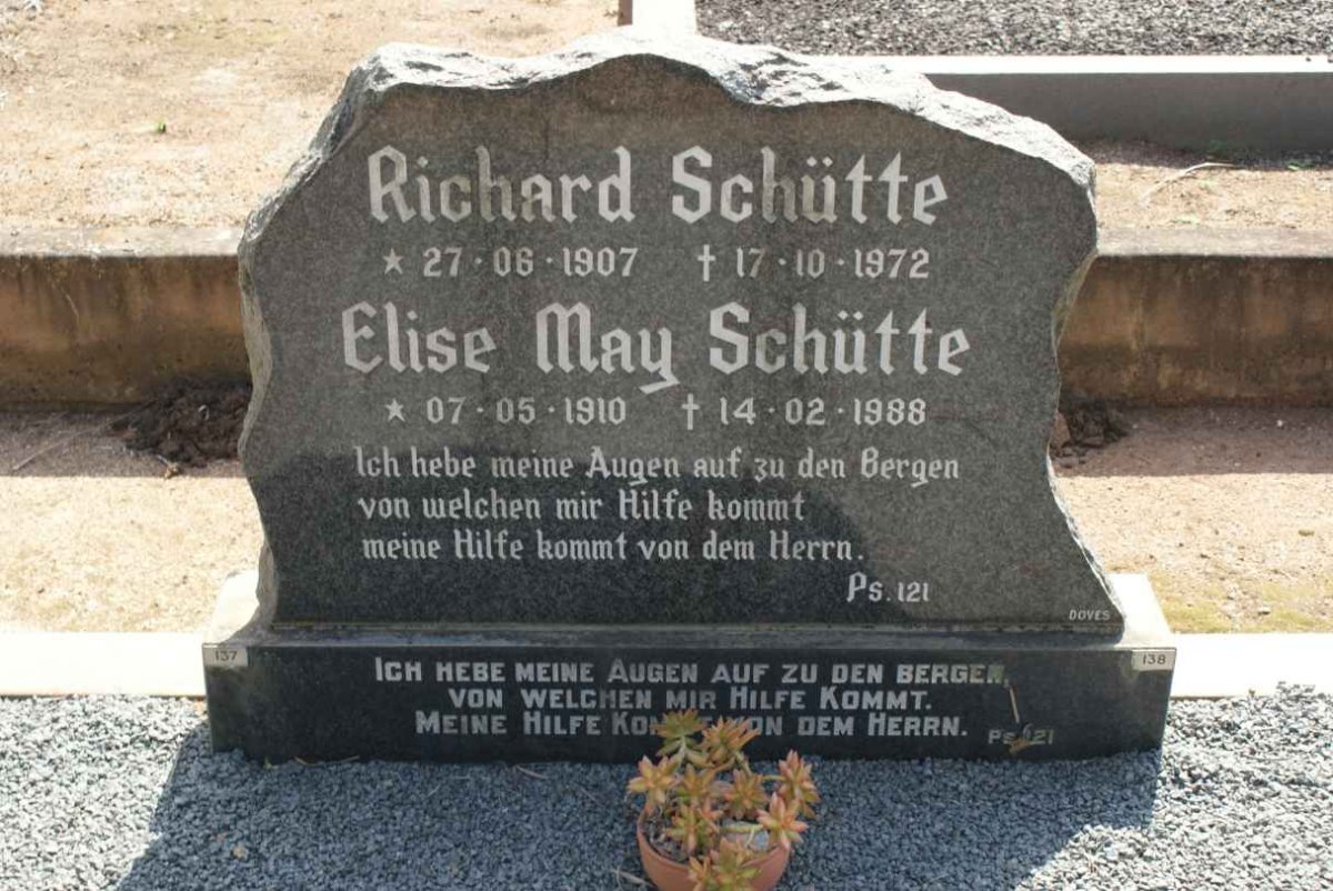 SCHUTTE Richard 1907-1972 &amp; Elise May 1910-1988