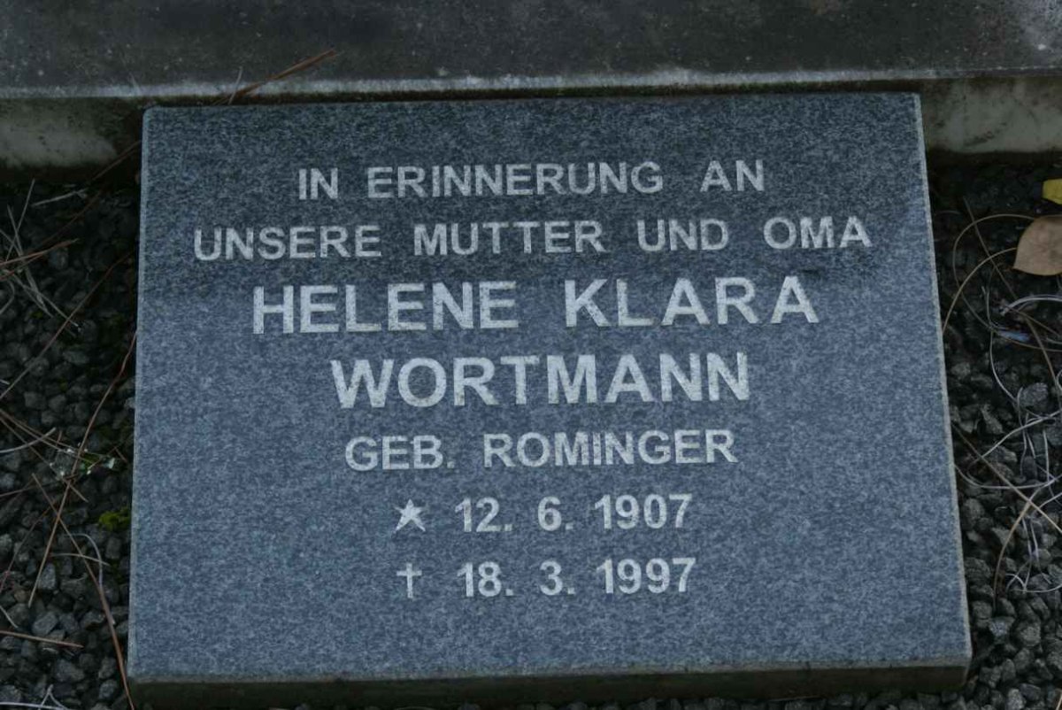 WORTMANN Helene Klara nee ROMINGER 1907-1997