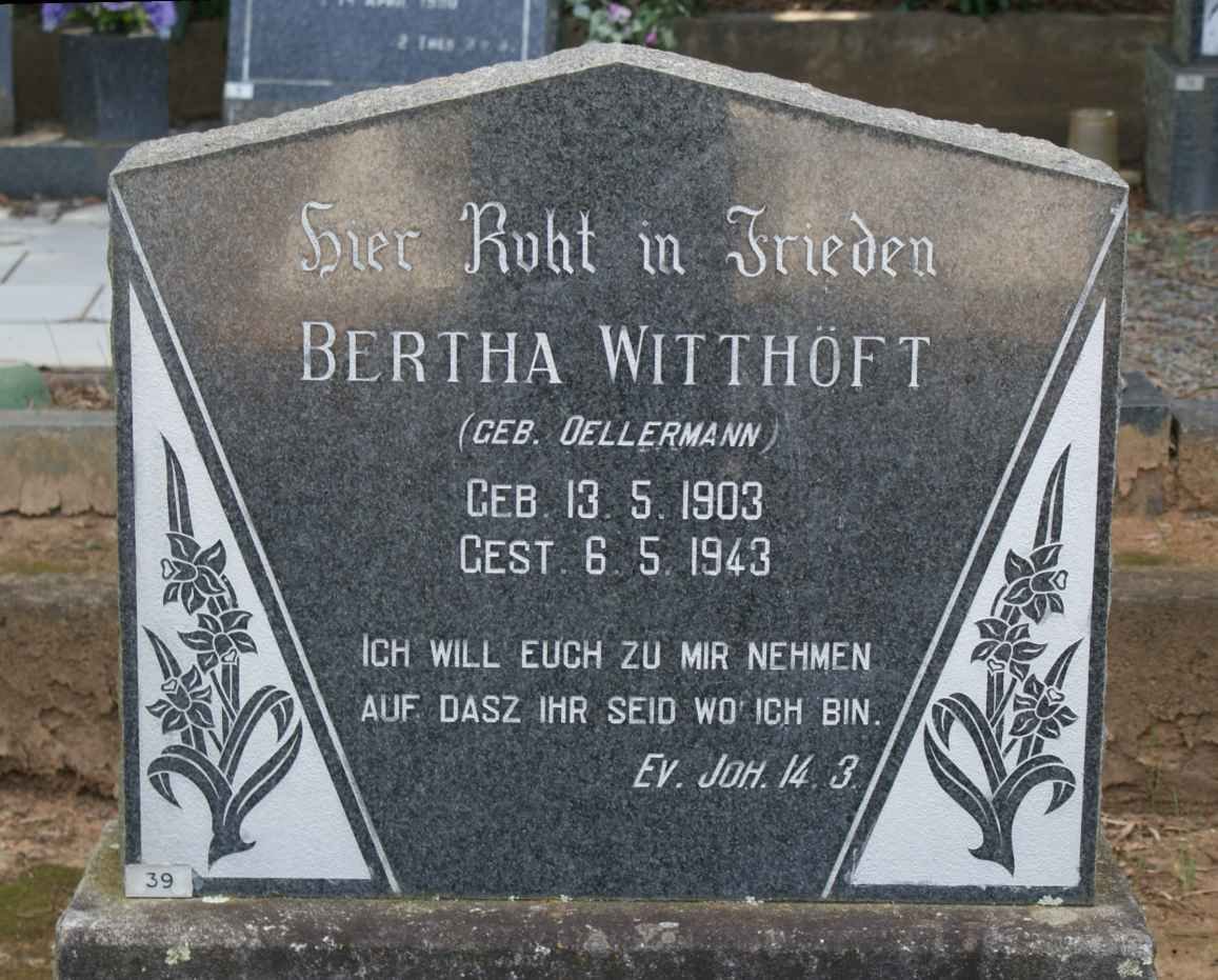 WITTHOFT Bertha nee OELLERMANN 1903-1943