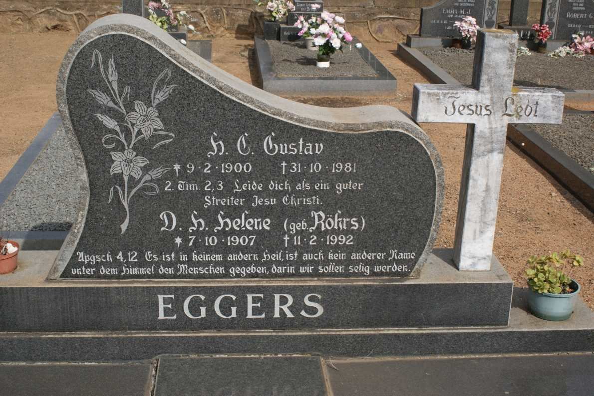 EGGERS H.C. Gustav 1900-1981 &amp; D.H. Helene ROHRS 1907-1992