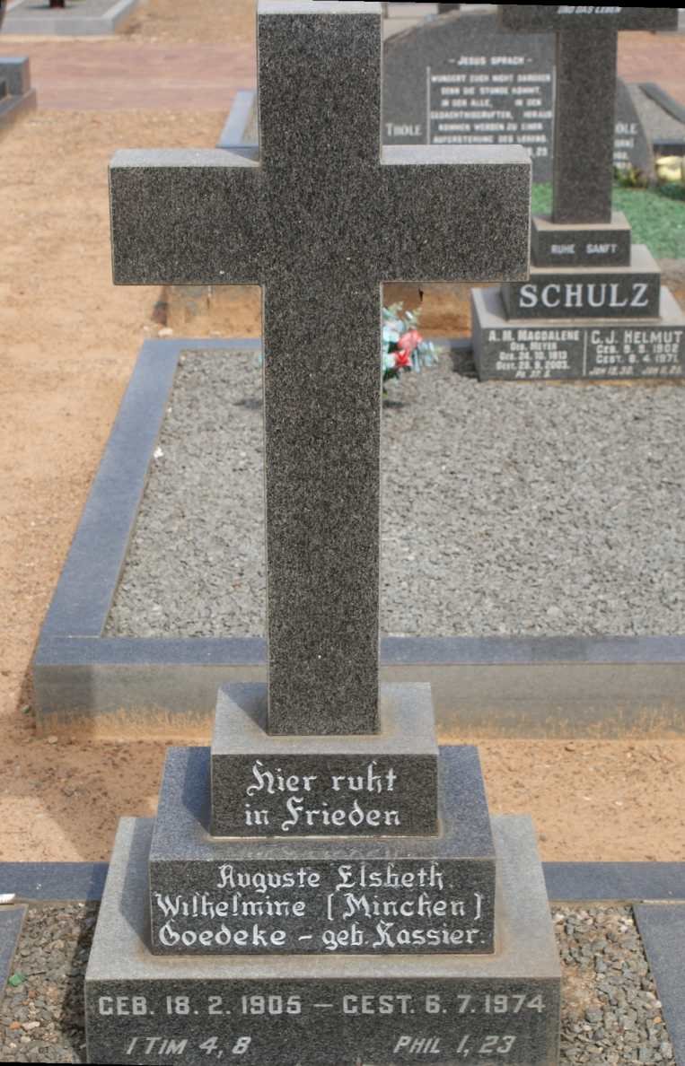 GOEDEKE Auguste Elsbeth Wilhelmine nee KASSIER 1905-1974