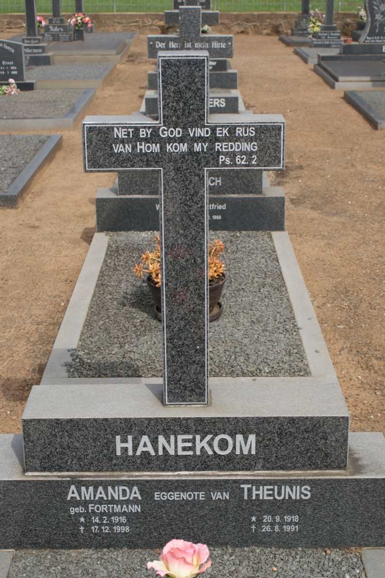 HANEKOM Theunis 1918-1991 &amp; Amanda FORTMANN 1916-1998