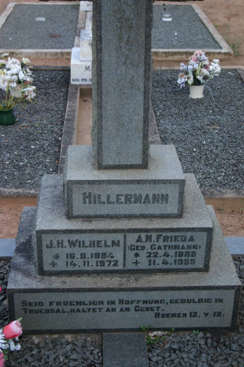 HILLERMANN J.H. Wilhelm 1884-1972 &amp; A.M. Frieda GATHMANN 1888-1958