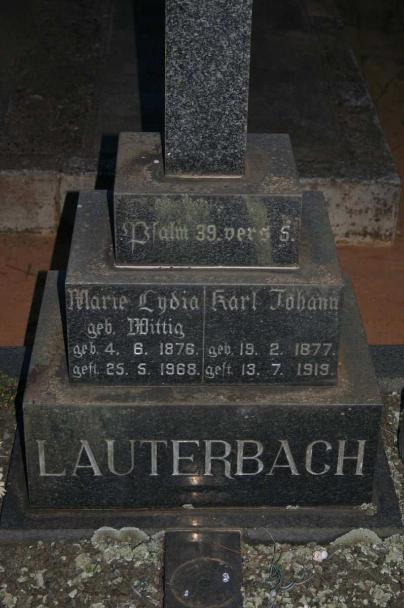 LAUTERBACH Karl Johann 1877-1919 &amp; Marie Lydia WITTIG 1876-1968