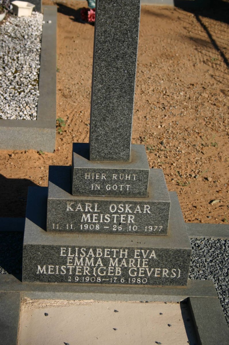 MEISTER Karl Oskar 1908-1977 &amp; Elisabeth Eva Emma Marie GEVERS 1908-1980