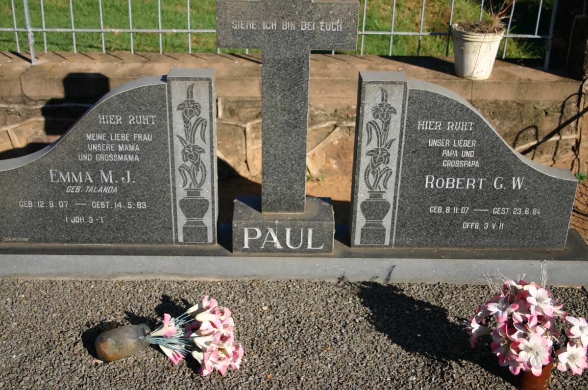 PAUL Robert G.W. 1907-1984 &amp; Emma  M.J. TALANDA 1907-1983
