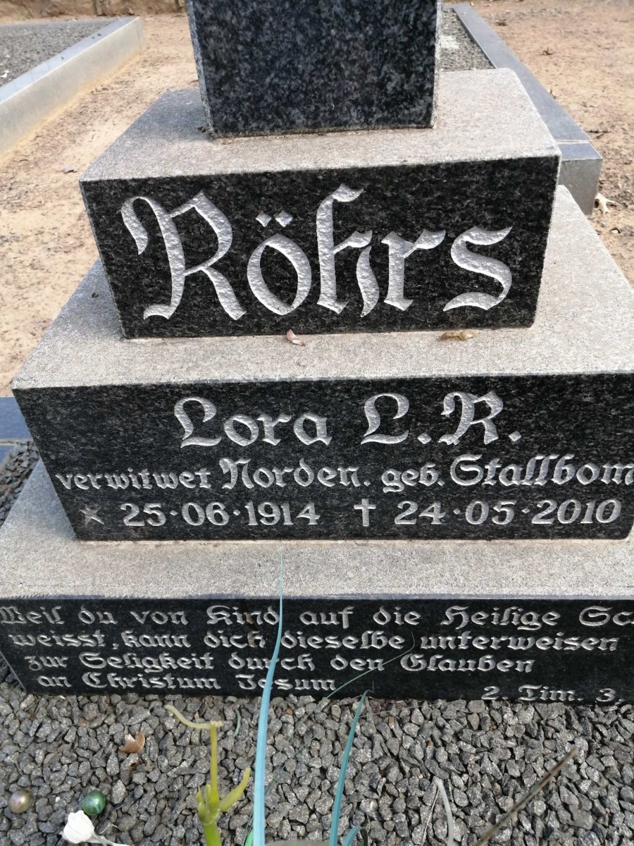 ROHRS Lora L.R nee STALLBOM 1914-2010