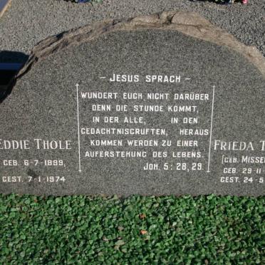 THÖLE Eddie 1899-1974 &amp; Frieda MISSELHORN 1902-1973