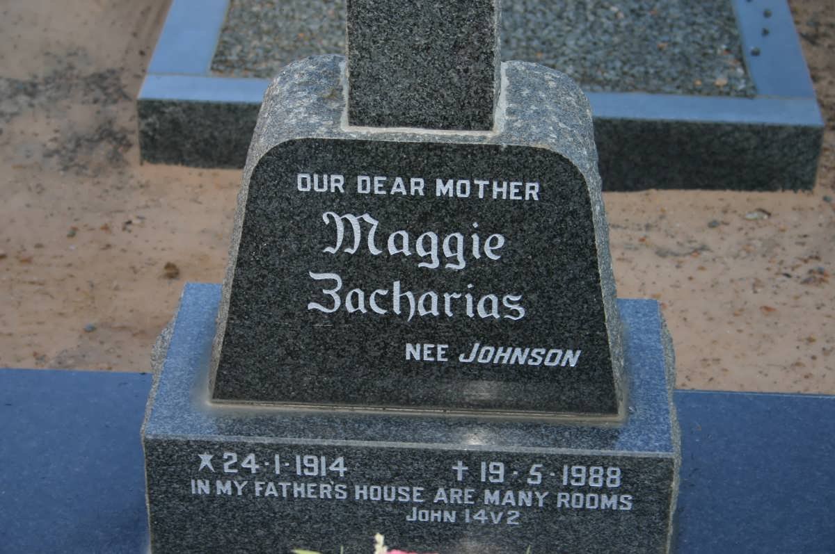 ZACHARIAS Maggie nee JOHNSON 1914-1988