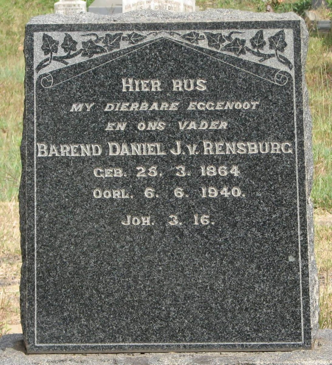 RENSBURG Barend Daniel, Janse van 1864-1940