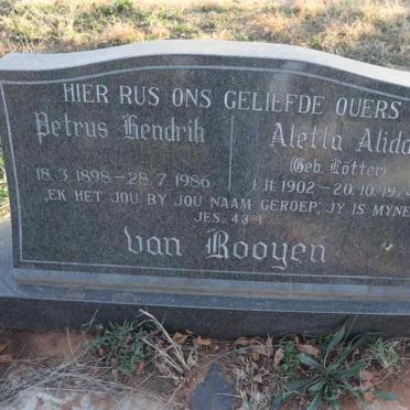 ROOYEN Petrus Hendrik, van 1898-1986 & Aletta Alida LOTTER 1902-1974