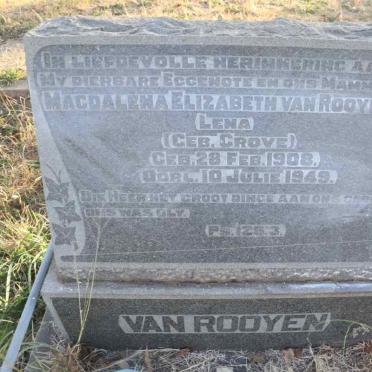 ROOYEN Magdalena Elizabeth, van nee GROVE 1908-1949