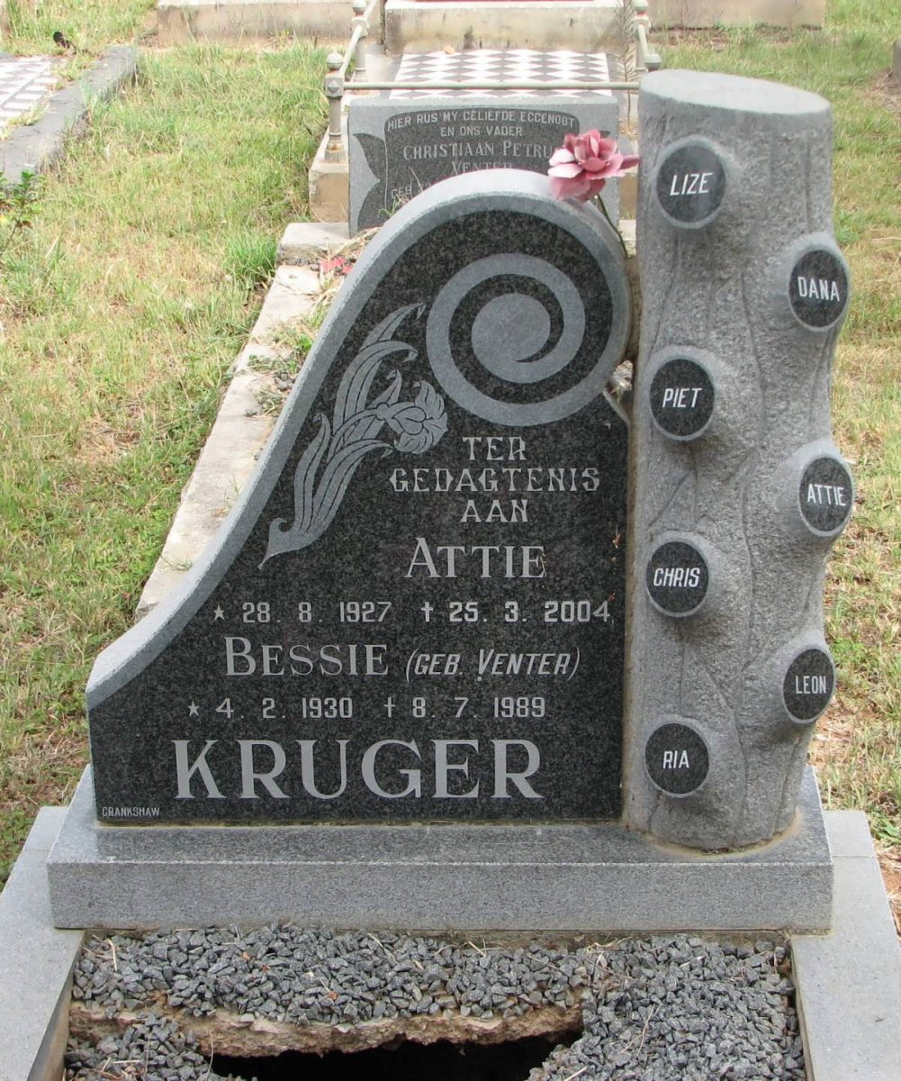 KRUGER Attie 1927-2004 &amp; Bessie VENTER 1930-1989