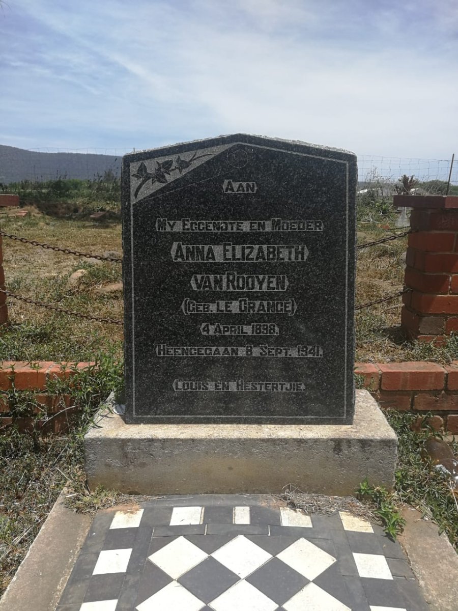 ROOYEN Anna Elizabeth nee LE GRANGE 1898-1941