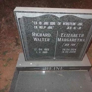 HEINE Richard Walter 1925-1989 & Elizabeth Margaretha FICK 1924-2009