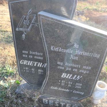 BESTER Billy 1928-2001 & Grietha 1933-2010