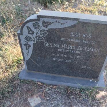 ZIETSMAN Gesina Maria nee VERMAAK 1876-1970
