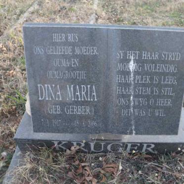 KRUGER Dina Maria nee GERBER 1917-2006