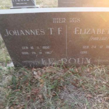 ROUX Johannes T.F., le 1906-1987 & Elizabeth M. PROLLIUS 1913-