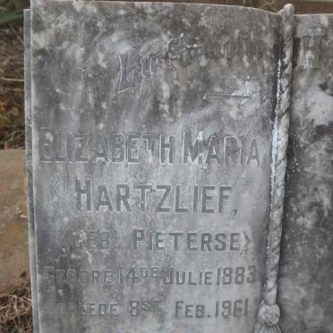HARTZLIEF Elizabeth Maria nee PIETERSE 1883-1961