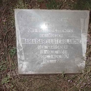 TERBLANCHE Maria Isabella nee VAN TONDER 1866-1917