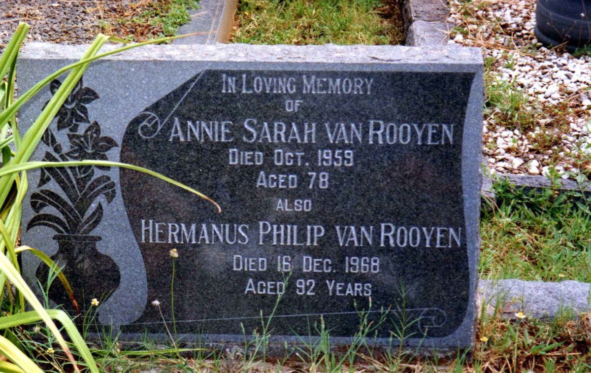 ROOYEN Hermanus Philip, van -1968 &amp; Annie Sarah -1959
