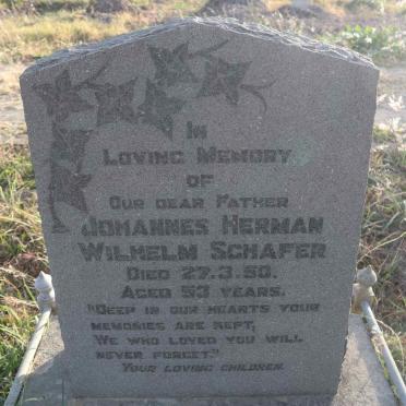 SCHAFER Johannes Herman Wilhelm -1950
