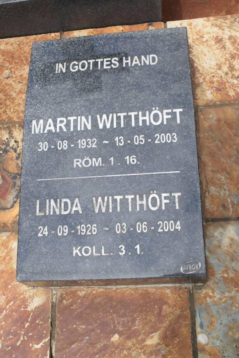 WITTHÖFT Martin 1932-2003 &amp; Linda 1926-2004