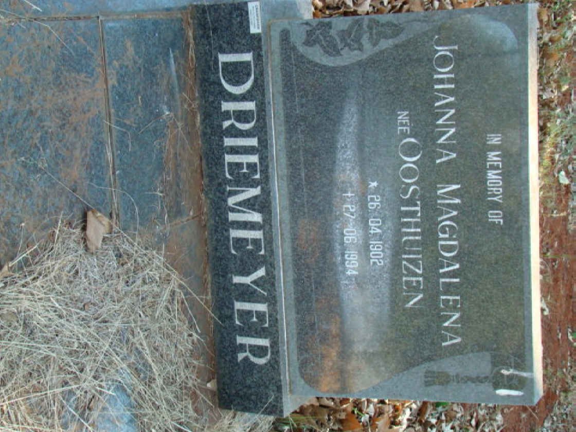 DRIEMEYER Johanna Magdalena nee OOSTHUIZEN 1902-1994