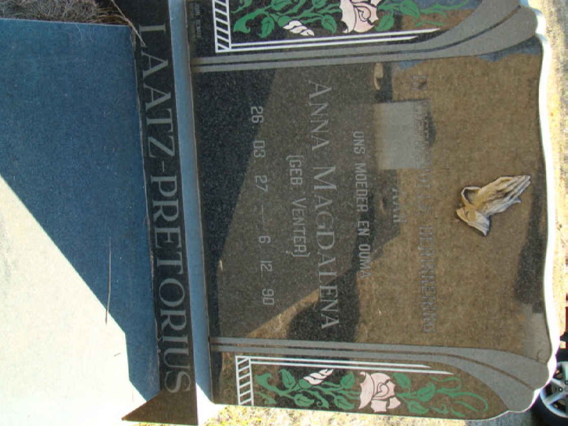 PRETORIUS Anna Magdalena, LAATZ nee VENTER 1927-1990