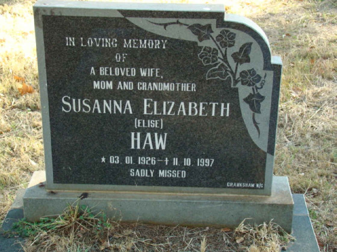 HAW Susanna Elizabeth 1926-1997