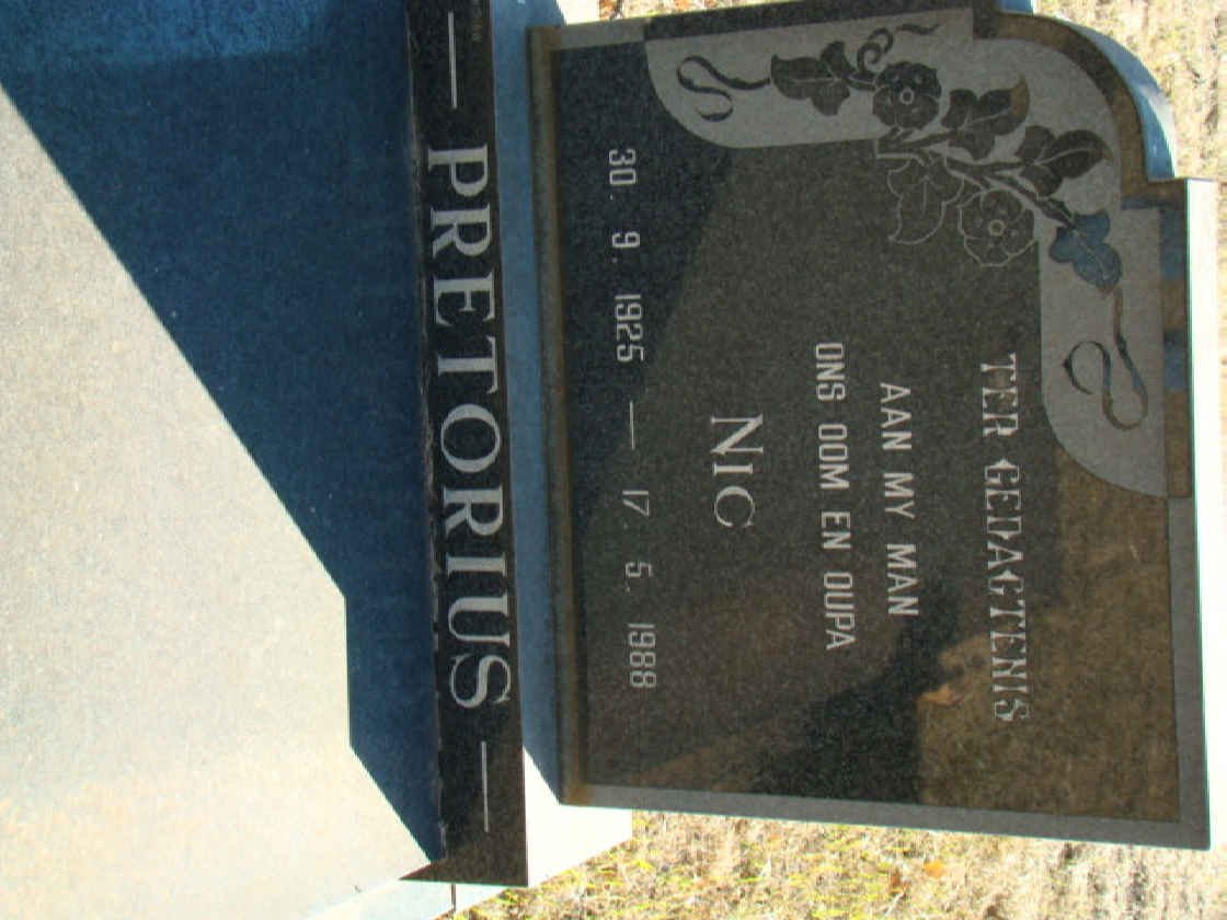 PRETORIUS Nic 1925-1988