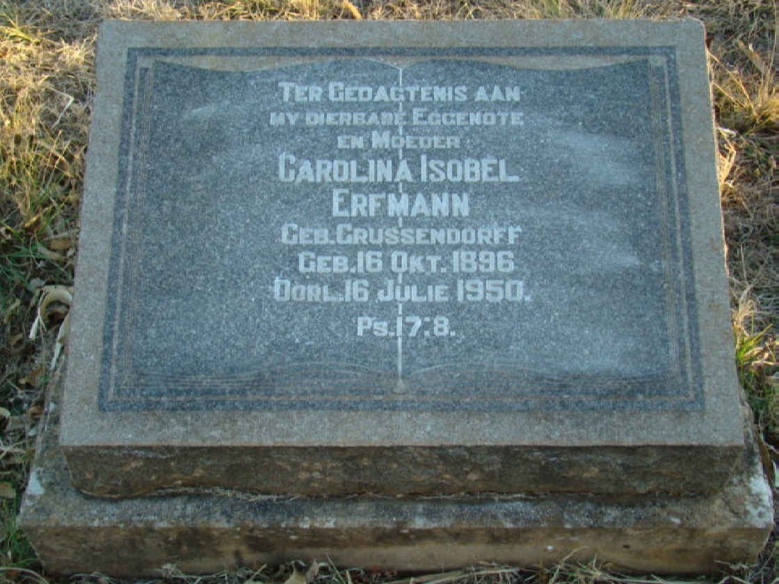 ERFMANN Carolina Isobel nee GRUSSENDORFF 1896-1950