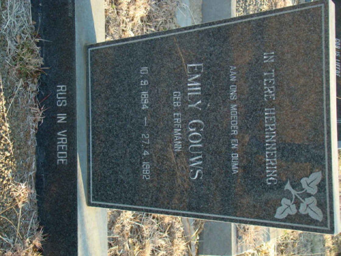 GOUWS Emily nee ERFMANN 1894-1982