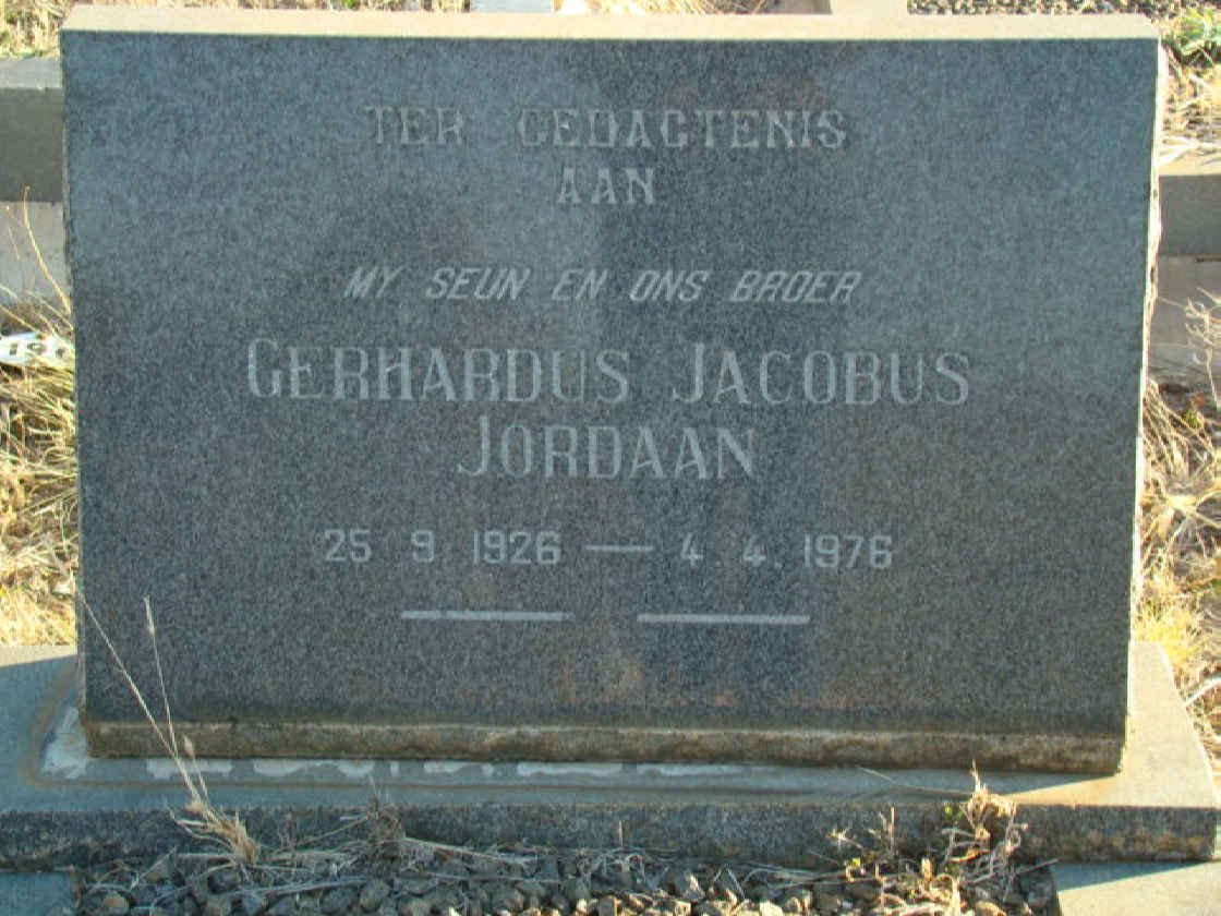JORDAAN Gerhardus Jacobus 1926-1976