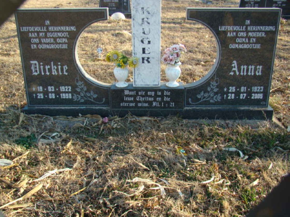 KRUGER Dirkie 1922-1998 &amp; Anna 1923-2005