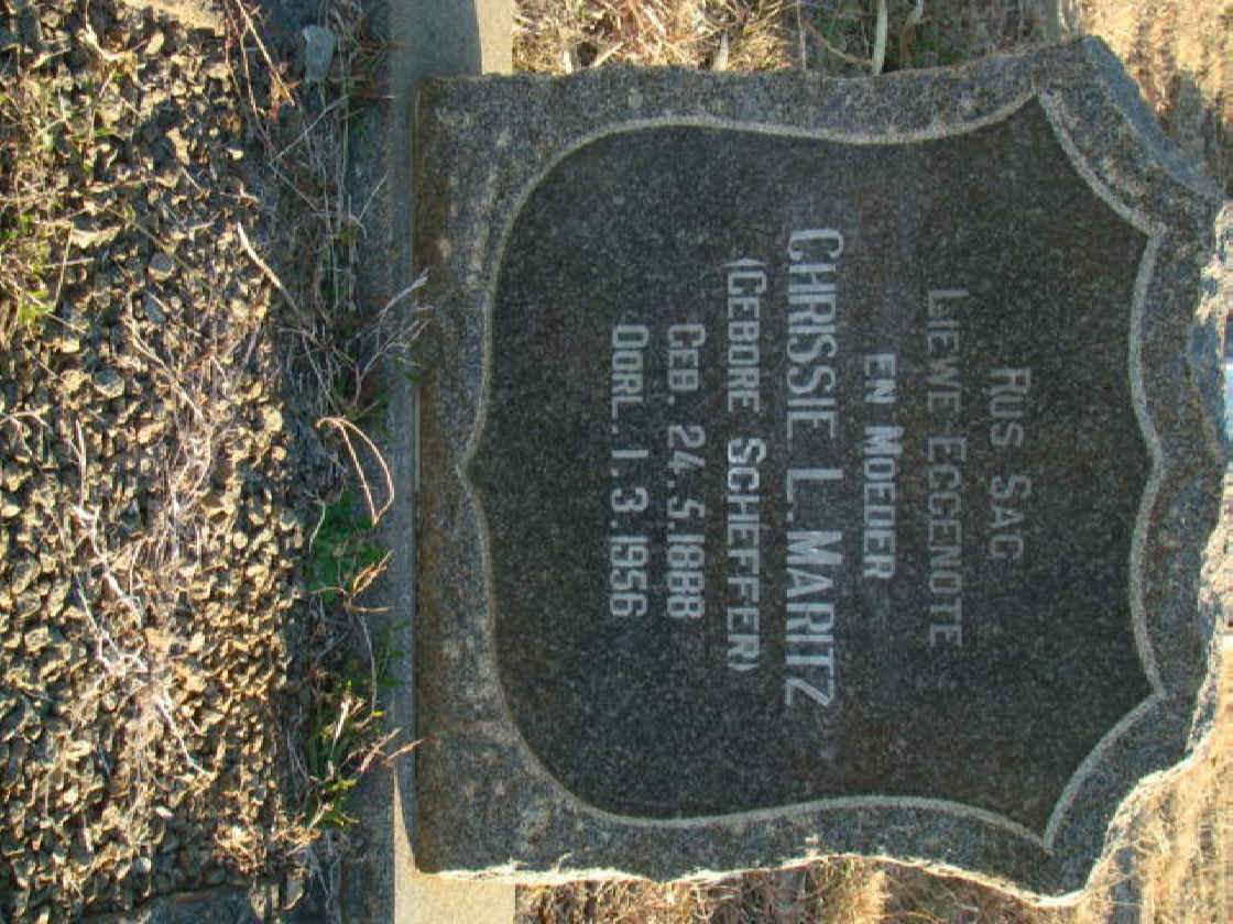 MARITZ Chrissie L. nee SCHEFFER 1888-1956