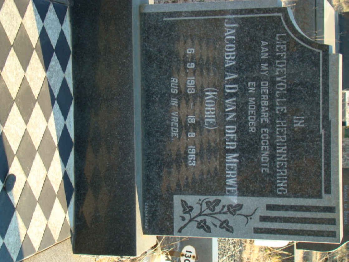 MERWE Jacoba A.D., van der 1913-1963