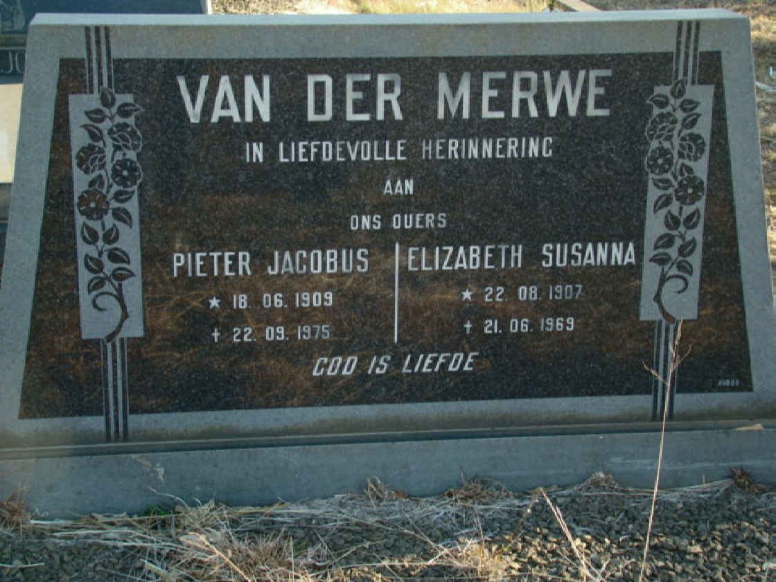 MERWE Pieter Jacobus, van der 1909-1975 &amp; Elizabeth Susanna 1907-1969