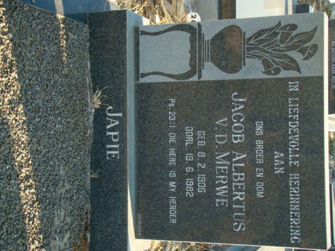 MERWE Jacob Albertus, van der 1906-1982