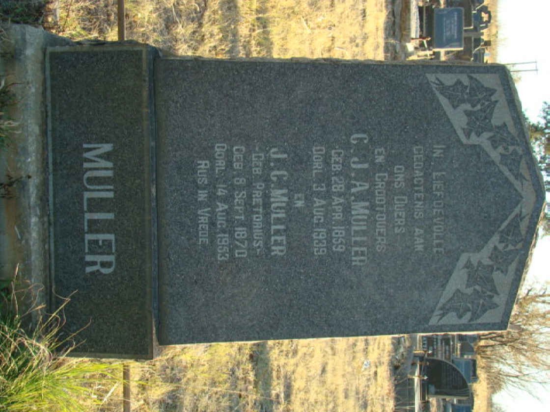 MULLER C.J.A. 1859-1939 &amp; J.C. PRETORIUS 1870-1953