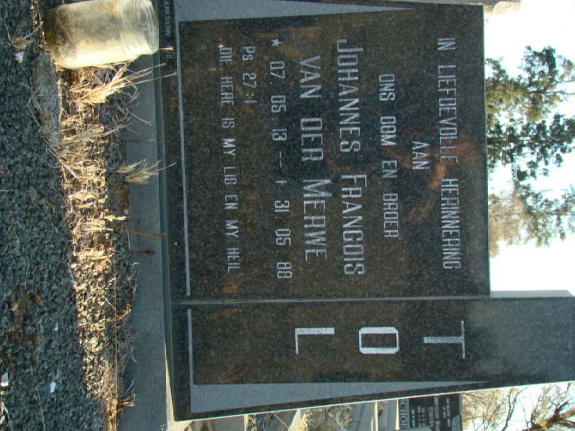 MERWE Johannes Francois, van der 1913-1988